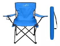 Silla Plegable Con Soporte Para Brazo Camping Exterior Playa Color Azul