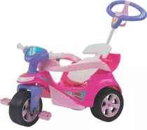 Velotrol Infantil Baby Trike Rosa C/ Haste Direção Biemme
