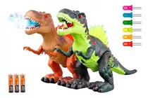 Dinosaurio Trex Juguete Dispara Humo Lanzador Fuego Luce Led