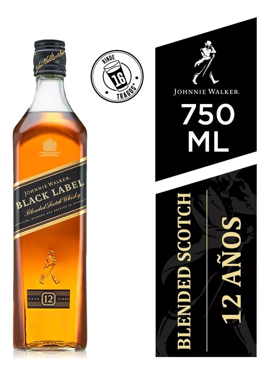 Whisky Johnnie Walker Black Label 12 Años 750ml