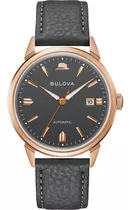 Reloj Bulova Automatic Sinatra Summer Wind 97b206, Color De La Correa: Gris, Color Del Bisel, Oro Rosa, Color De Fondo: Gris