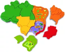 Mapa Do Brasil Capitais E Regiões Puzzle Educativo - Elka 