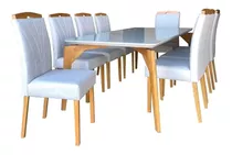 Conjunto Mesa De Jantar Oito Cadeiras - Tampo De Vidro