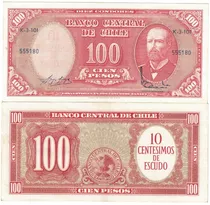 Billete De Chile 100 Pesos ( Remarcado ) 