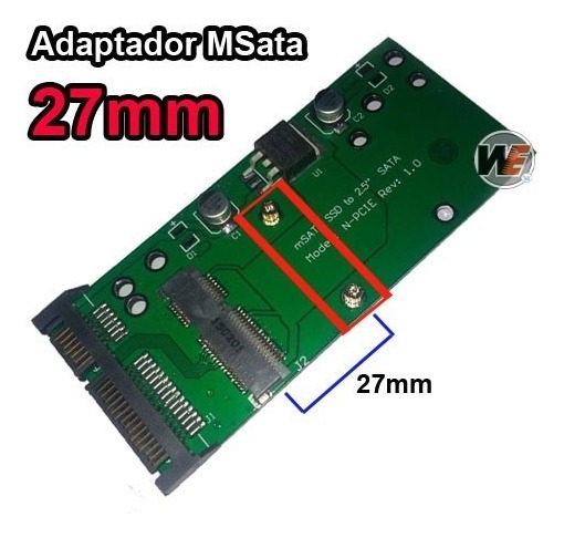 Adaptador Msata Mini Pci E Ssd 27mm P Sata 2 5 Half Size R 80 00