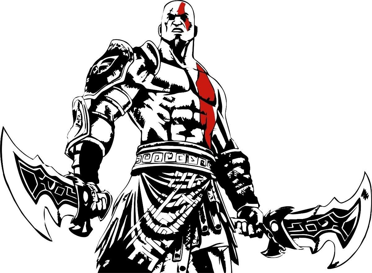 God War Kratos Adesivo Parede Wars Quarto Star Mlb Martial Character Colour...