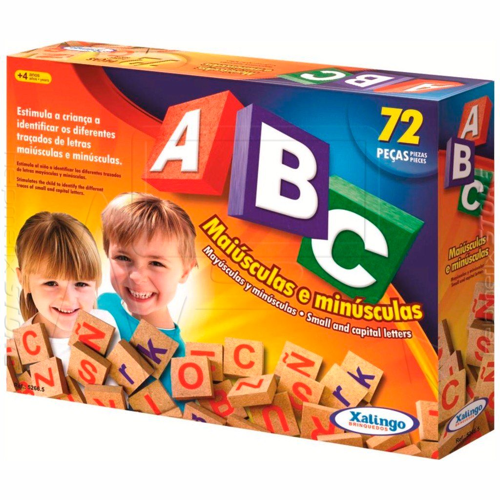 Brinquedo Pedagógico Madeira Abc Alfabeto Letras 72 Peças R 29 90 em