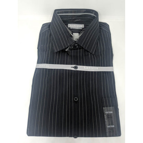 * Camisa Hombre Talla 15 1/2, 34/35 Vh Fitted Negra Rayitas