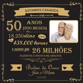  Quadro Azulejo Personalizado Bodas Ouro 50 Anos Casamento