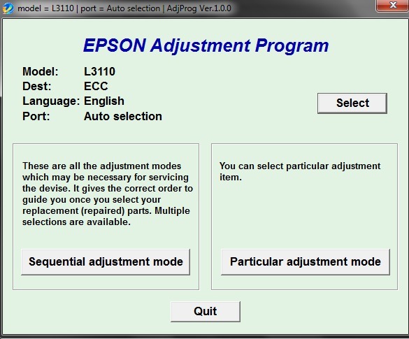 Resultado de imagen para epson l3110 adjustment program