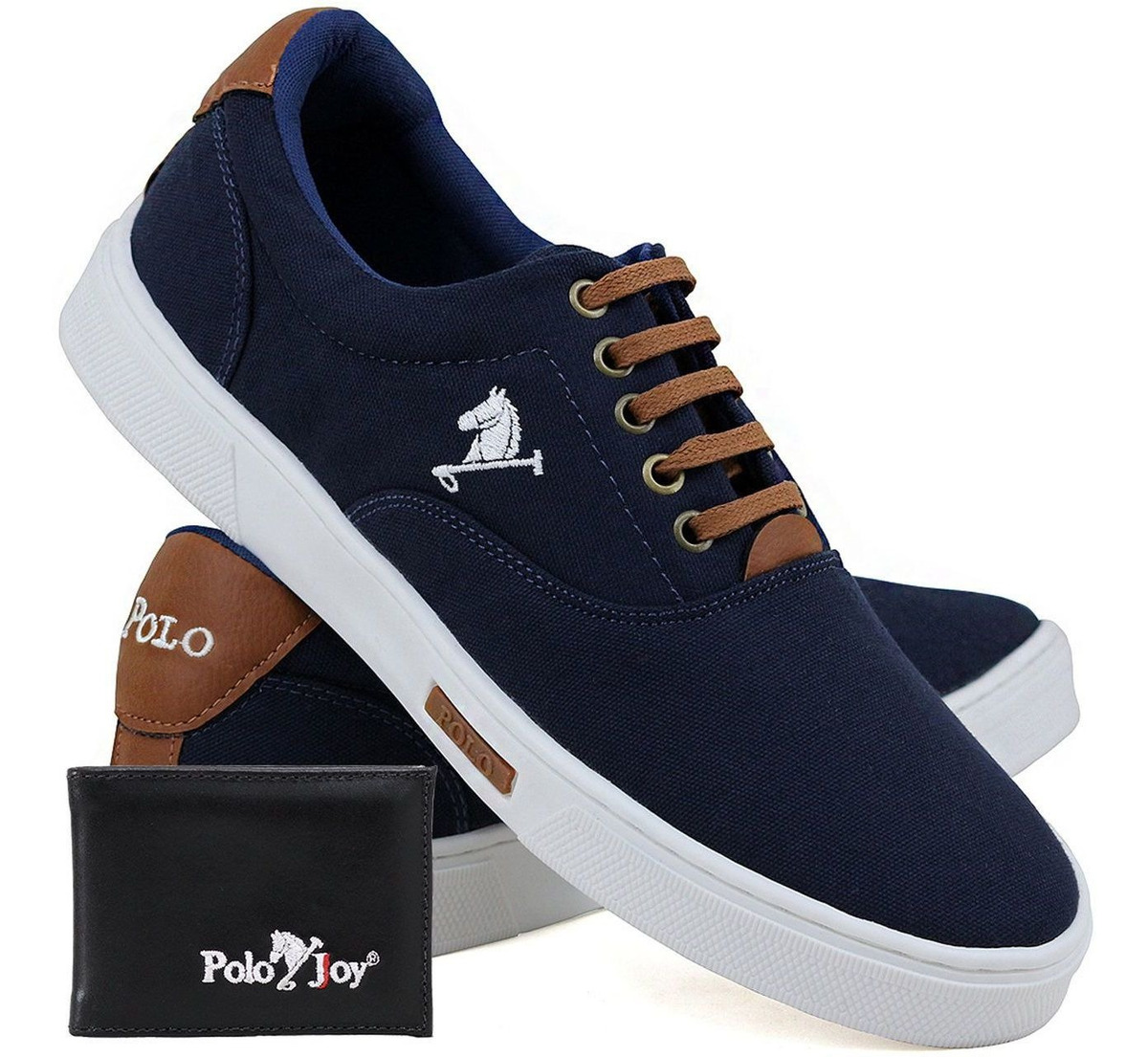 01 Tenis Sapatenis Polo Joy + Carteira De Couro - R$ 78,90 em Mercado Livre