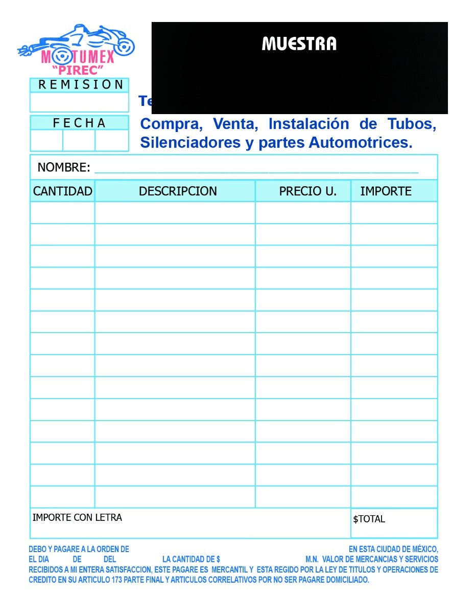 1 Millar De Remisiones, Notas, Recetas 1/4 Carta Papel 