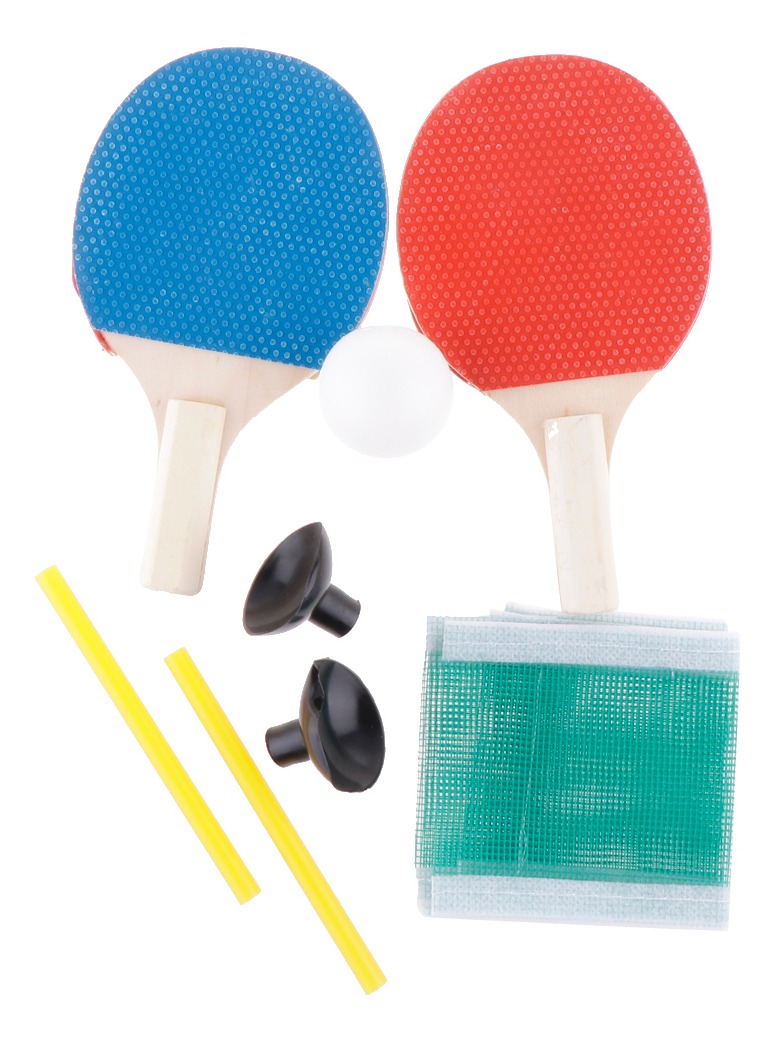 Azul 1 Pelota 1 Par Mini Raqueta de Ping-Pong de Doble Cara Rojo