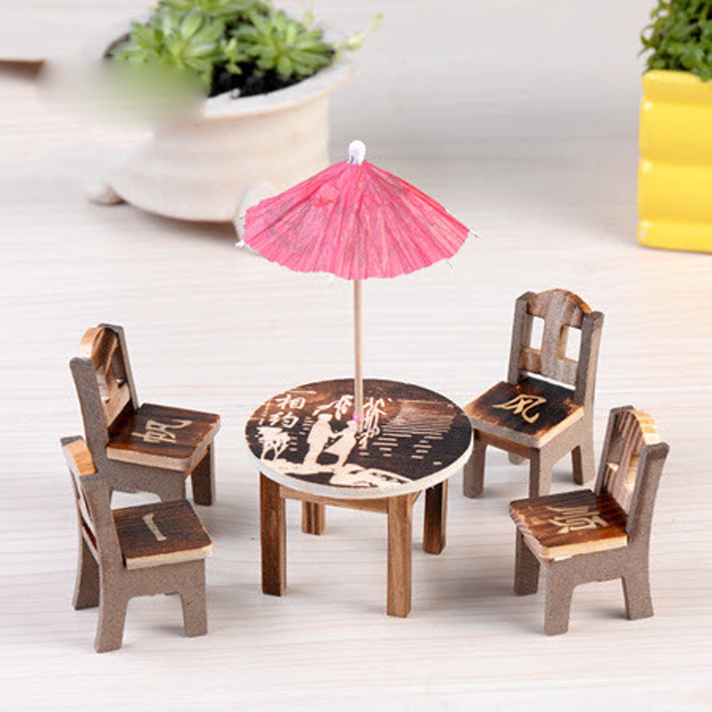 1 Set Sillas Mesa Comedor Miniatura Madera Decoración Para ... 1 Set Sillas Mesa Comedor Miniatura Madera Decoración Para ...
