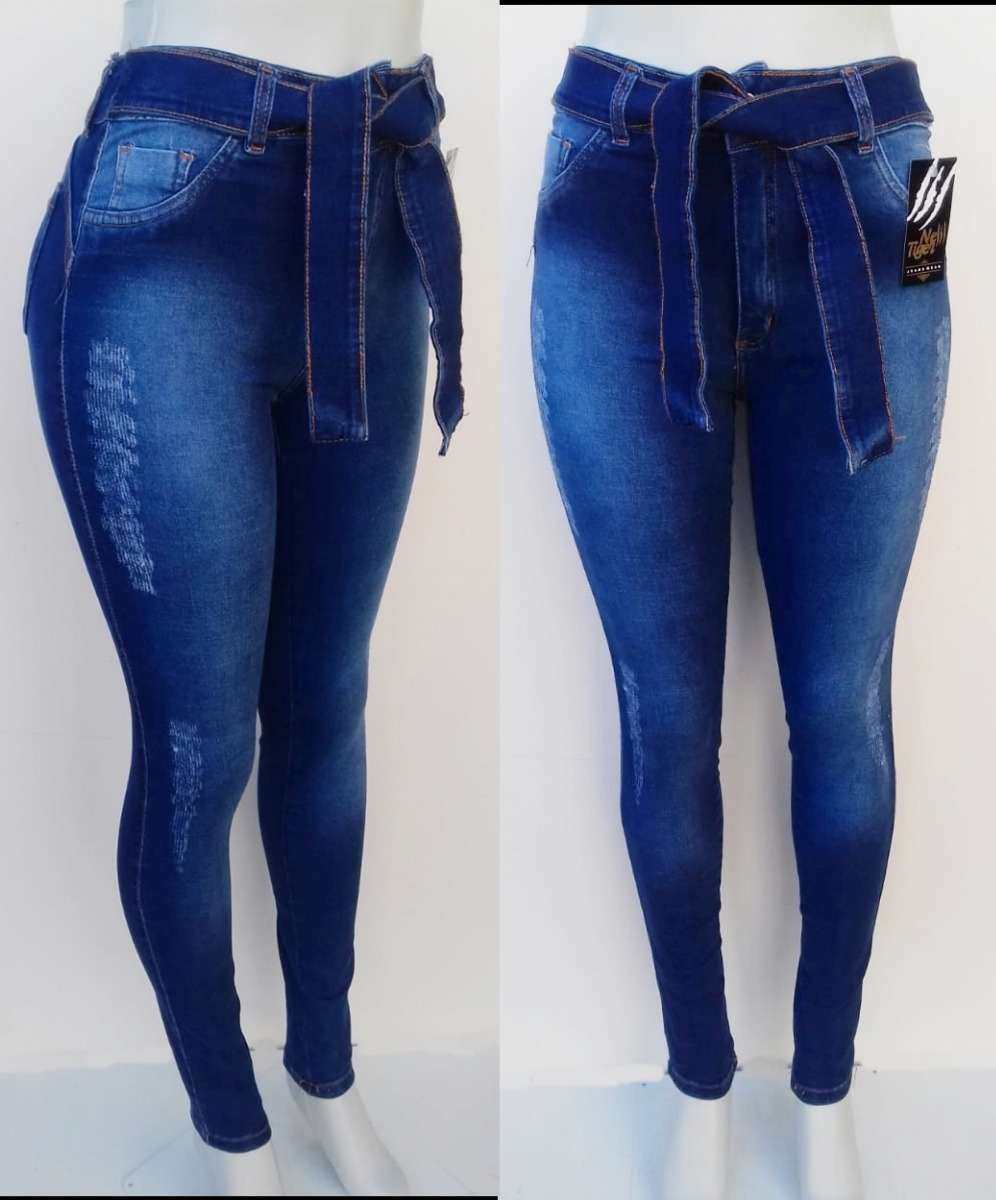 calça jeans cós alto feminina