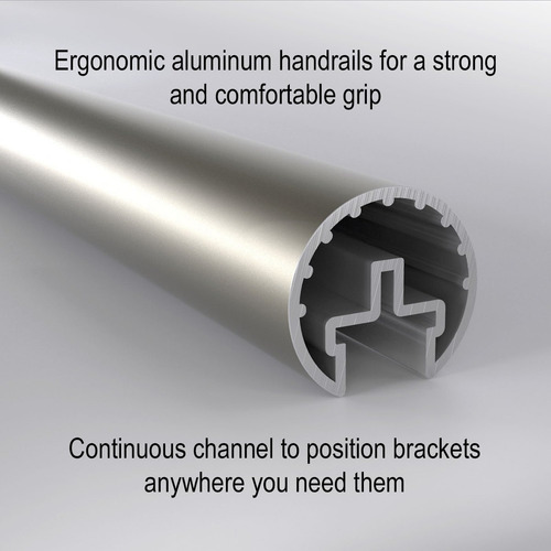 1.6 Round 4 ft for Promenaid Handrail System Only Satin Black Anodized Aluminum Handrail Tubing with Anti-Slip Insert