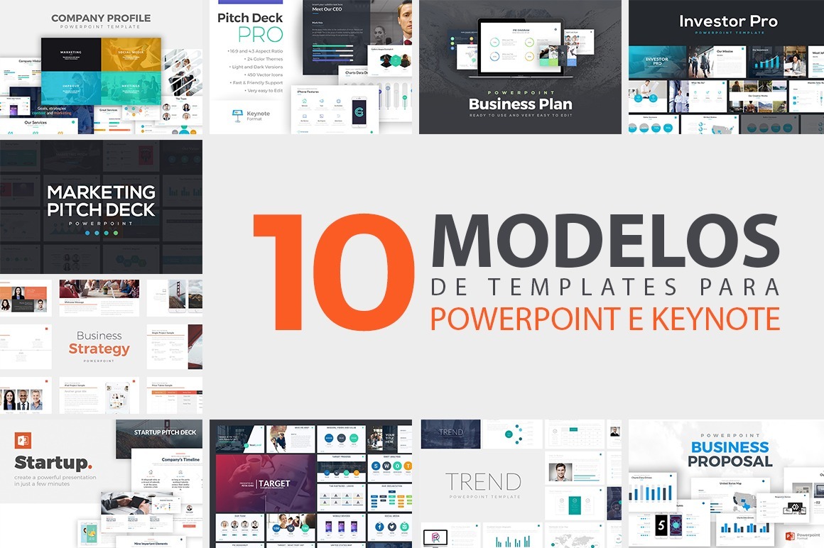 10 Modelos De Templates Slides Para Powerpoint E Keynote R 16 00 Em Mercado Livre Powerpoint Create Template