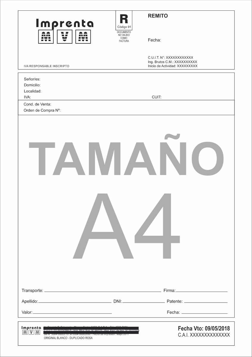 10 talonarios a4 facturas recibos a b c monotributo grafica