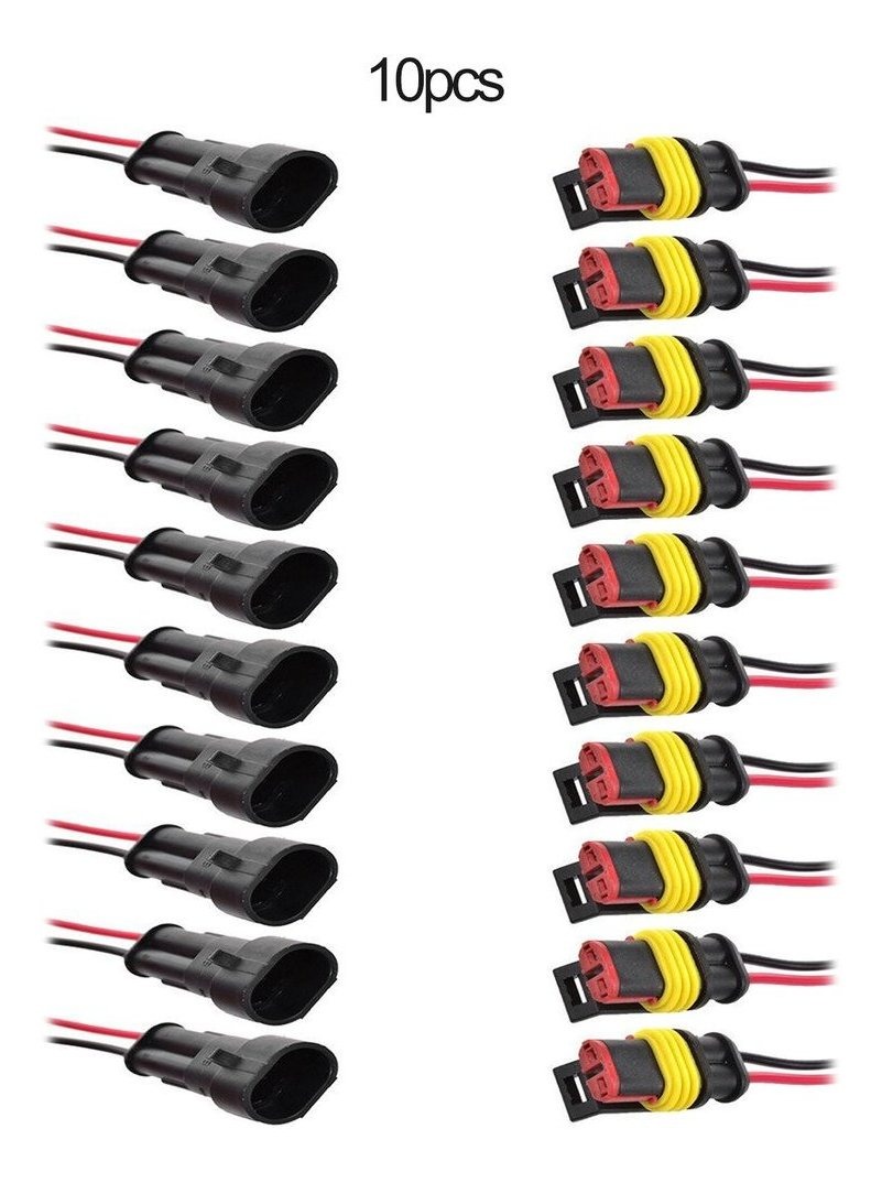 10 Set 2 Pin Way Car Male /& Femal Electrical Connector Plug w// Wire AWG Marine