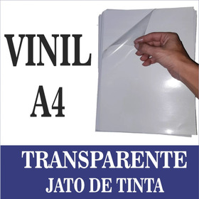 100 Adesivos Vinil Transparentes Impressora Jato De Tinta A4