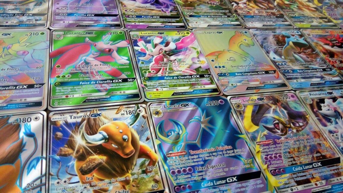 100 Cartas + 3 Pokemons Lendários Brilhantes + 1 Ex Full 