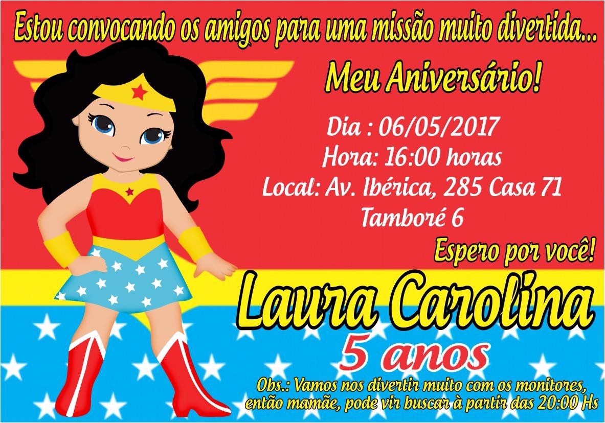 100 Convites Mulher Maravilha Ou Qualquer Tema 10x15 Cm 100 Convites Mulher Maravilha Ou Qualquer Tema 10x15 Cm