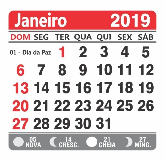 Resultado de imagem para calendario 2019