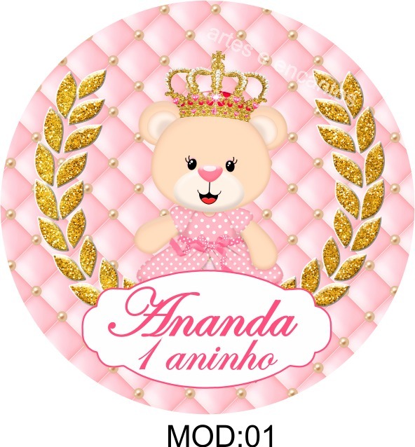 100 rótulos adesivo ursinha princesa personalizados latinhas r 19