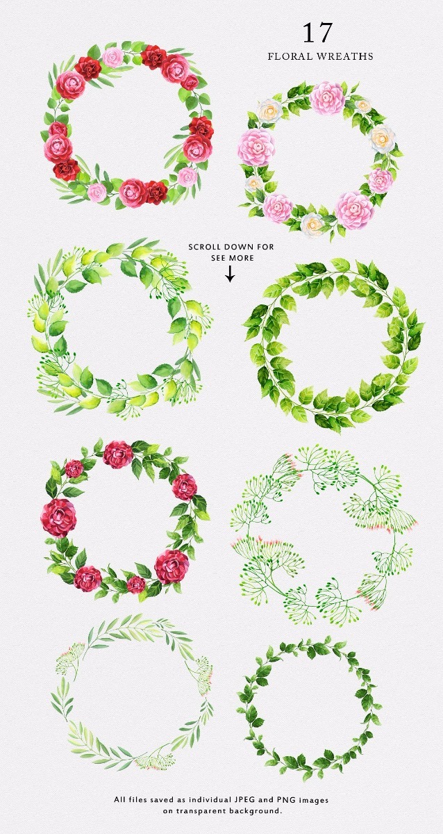 100 Watercolor Flores Acuarela Png Jpg - $ 30.00 en Mercado Libre