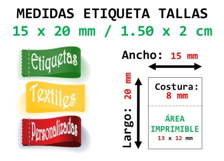 Etiquetas De Tallas Para Ropa 1000 Etiquetas De Tallas Para Ropa , 1.50x2 Cm Envío Gratis - $ 879.80