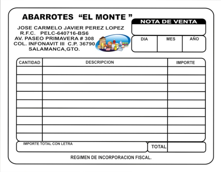 1 000 notas de venta cuarto de carta a color con una copia nota de ventas