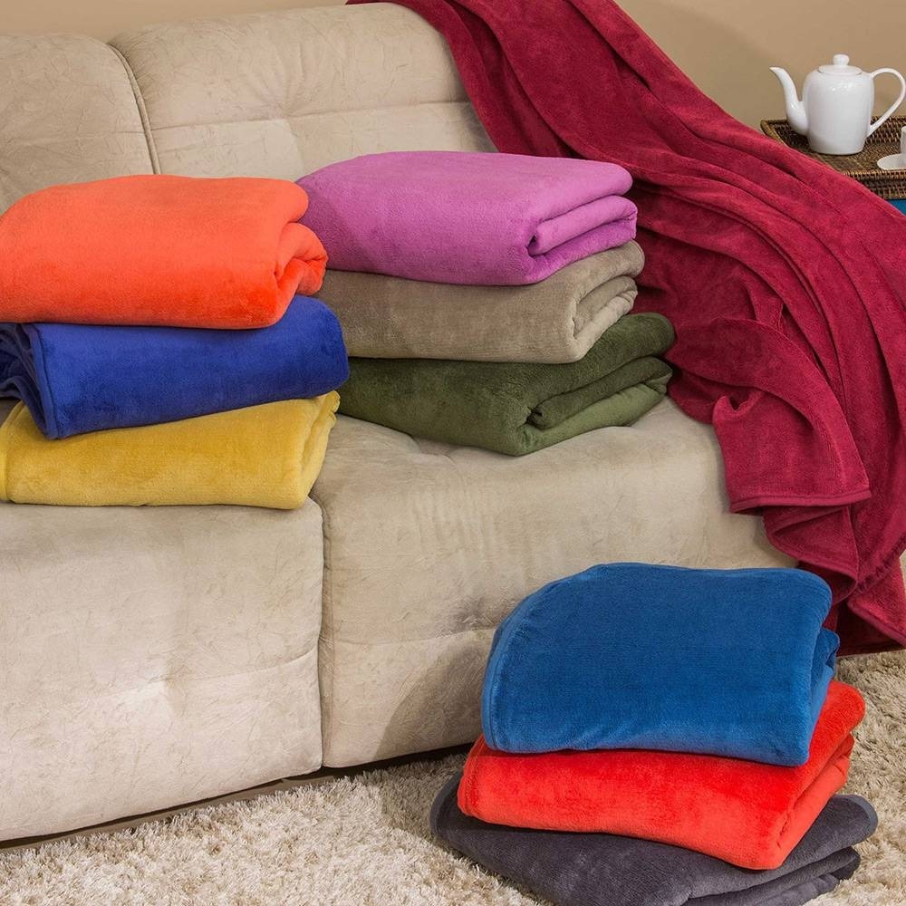 15 Cobertores Manta Casal Lisa Microfibra Menor