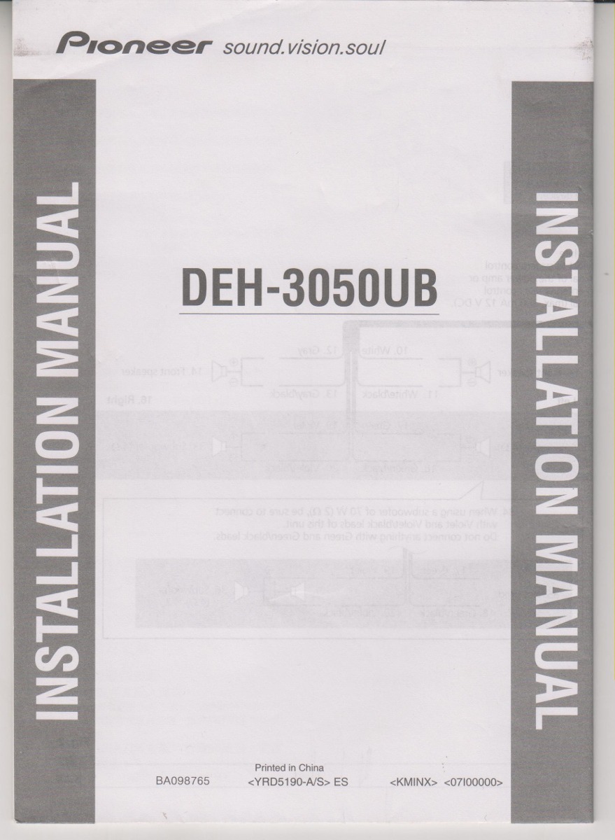 pioneer deh-3050ub installation manual Pioneer deh-3050ub 4000ub crt4052 sm service manual download.