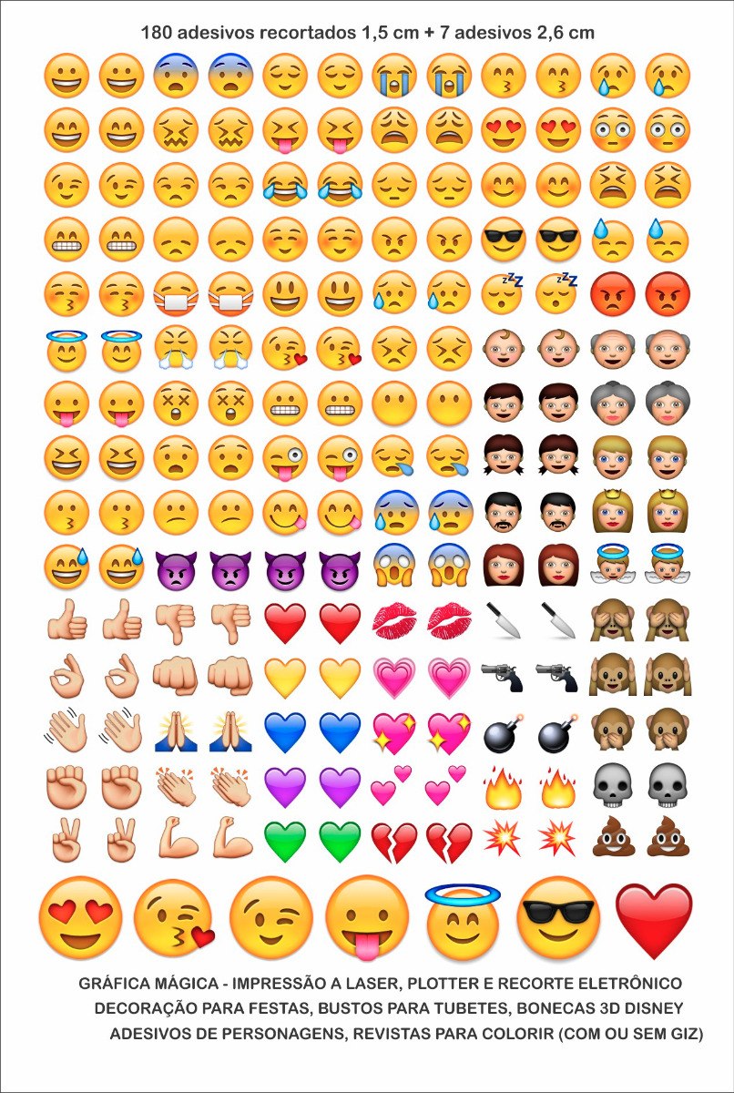 187 Adesivos Emojis Whatsapp Frete Barato - R$ 12,99 em 