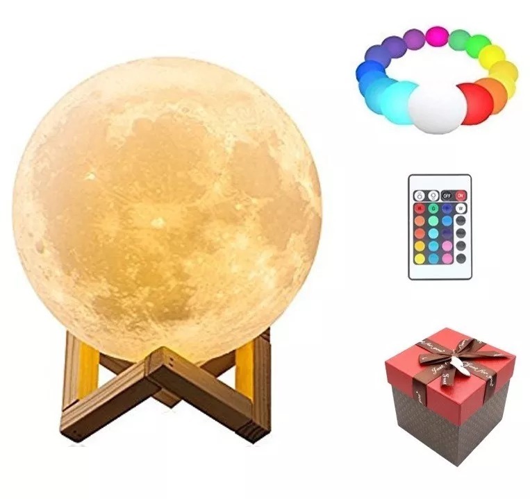 Usb Recargable Lámpara 18cm Luna Remoto 16 Colore 3d Control SUzpGMqV