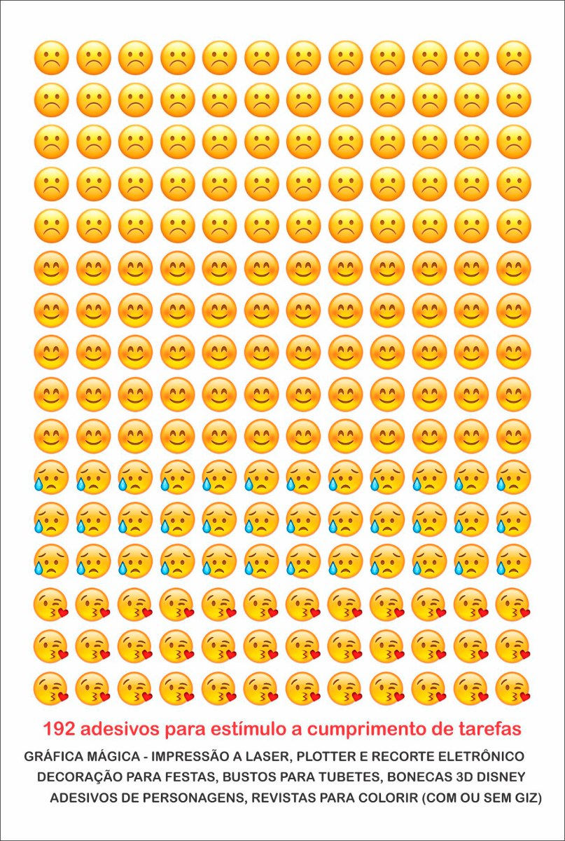 192 Adesivos 1,5cm Emojis Comportamento Infantil Convite 