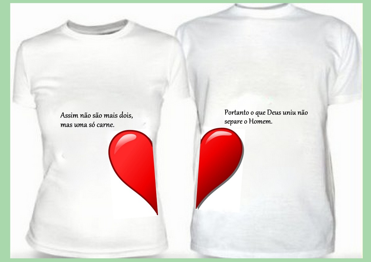 2 Camiseta Para Casais Namorados Cora§£o O Que Deus Uniu