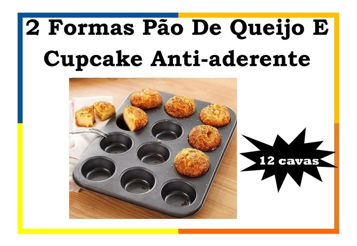 2 Forma Pao De Queijo E Cupcake Anti Aderente 12 Cavas R 39 80