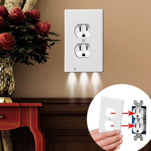 10 X Pro Duplex Night Angel Light Sensor LED Plug Cover Wall Outlet Coverplate