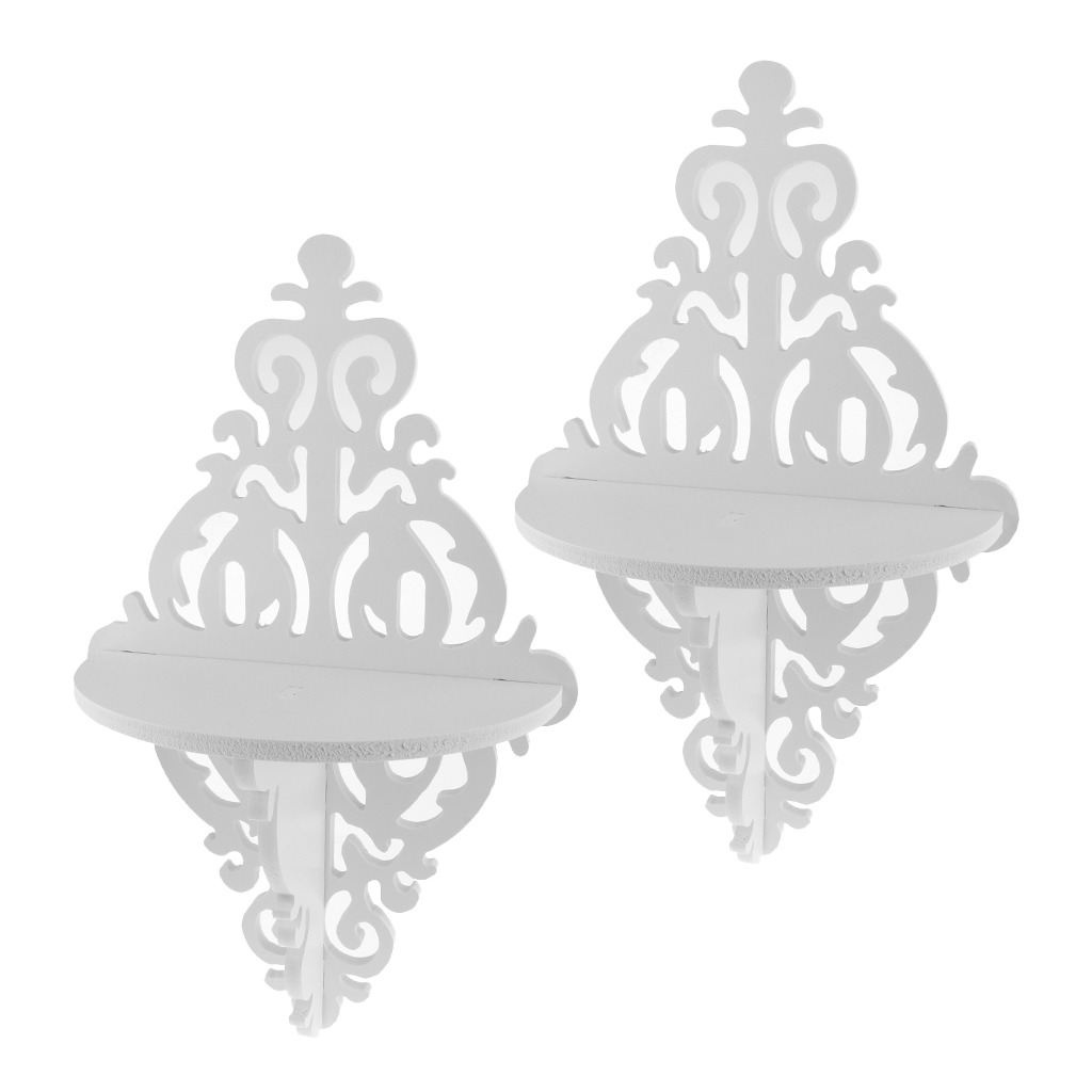 2 Piece White Floating Wall Shelf Shelving Shelves Unit Disp