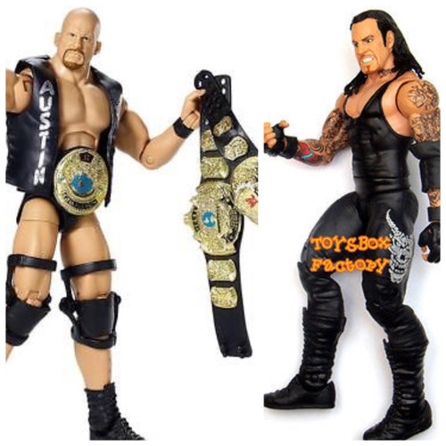 2 wwe bonecos stone cold steve austin undertaker 3 cinturoes