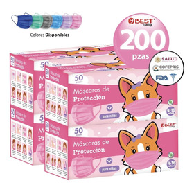 200 Cubrebocas Colores Tricapa Niños Termosellado Infantil 