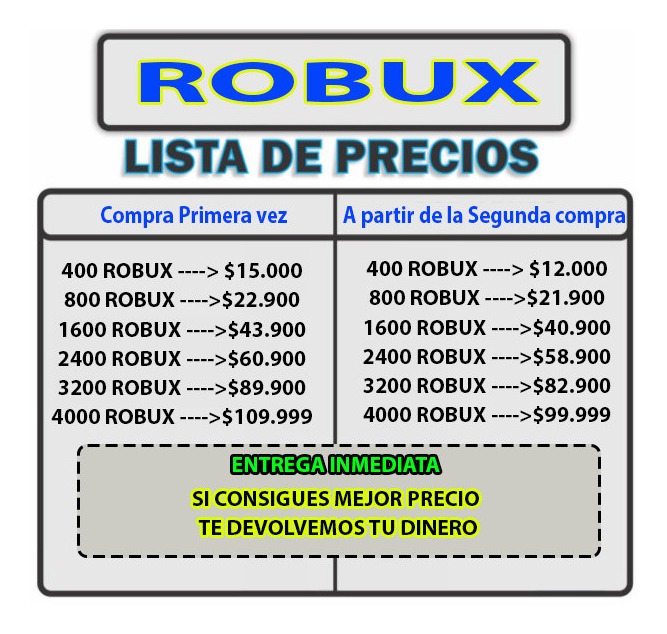 2400 Robux Roblox Garantizado El Mejor Precio 30 900 En Mercado Libre - 400 robux roblox entrega inmediata