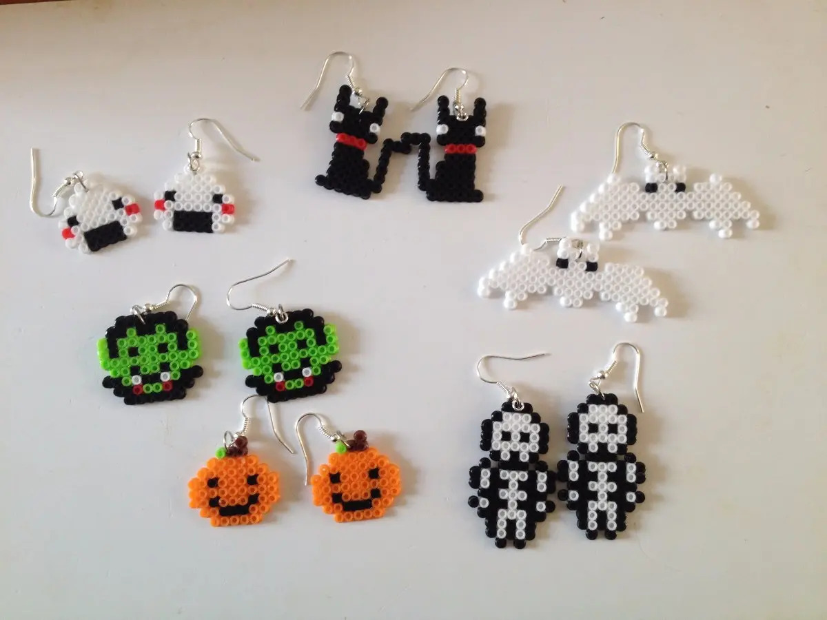 hama de beads cuentas tubito Figuras Aretes Hama Cuentas Tubitos 25 Pares Beads De
