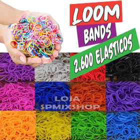 2600 Elásticos Loom Bands Pulseira Clips Cores Sortidas 