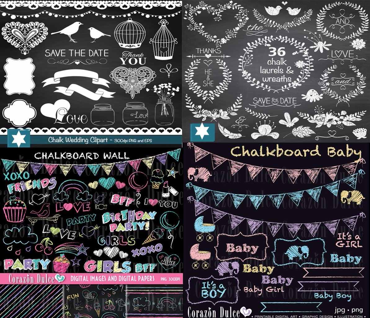 28 Kits Chalkboard Scrapbook Digital R 12,90 em Mercado Livre