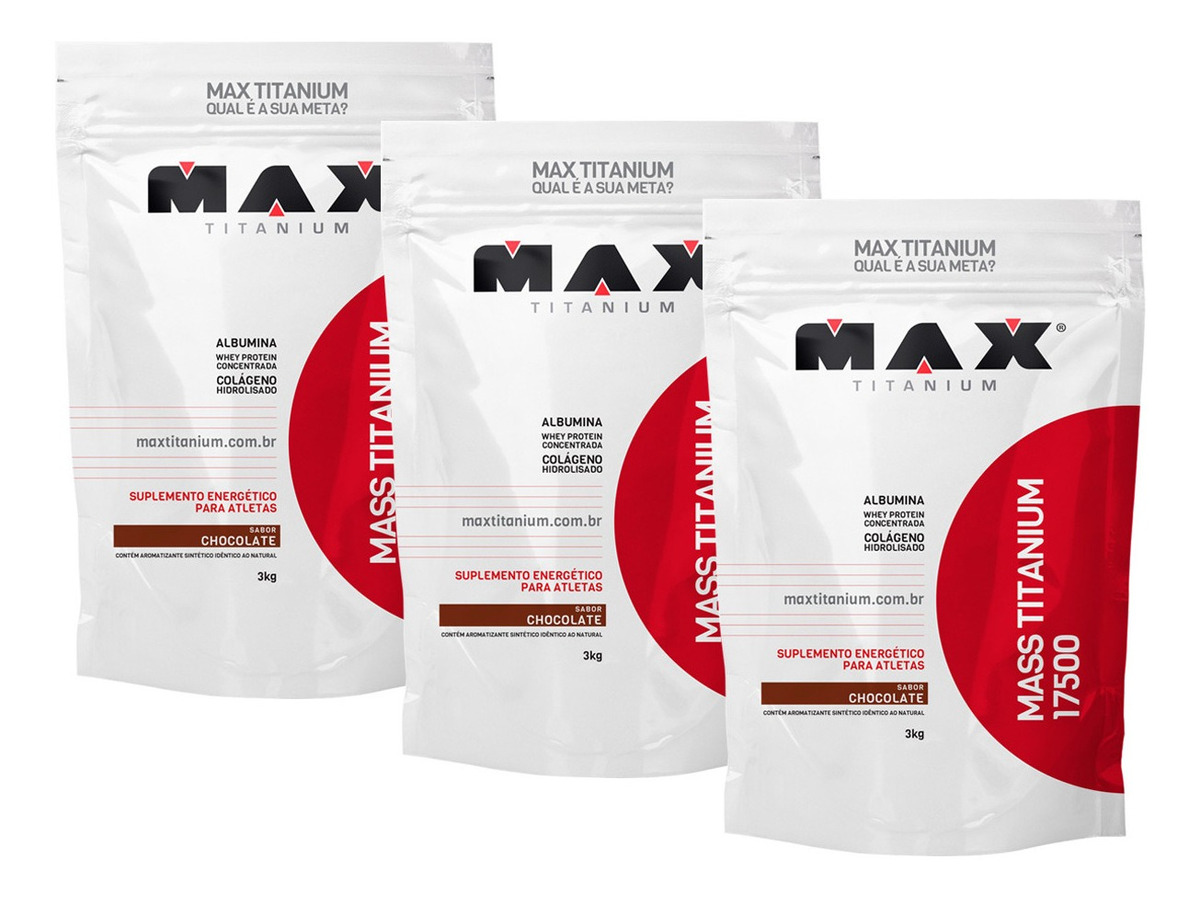 3 Hipercalórico Mass Titanium / Massa 3kg - Max Titanium - R$ 200,86 em  Mercado Livre