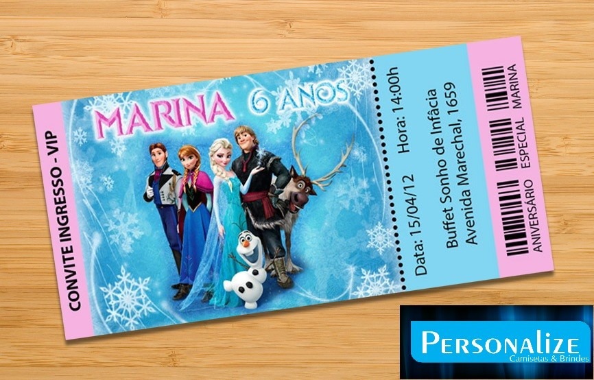 30 Convites Ingresso Vip Frozen Aniversário - R$ 17,90 em 