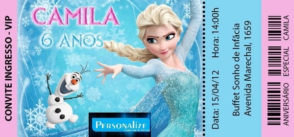 30 Convites Ingresso Vip Frozen Aniversário - R$ 17,90 em 