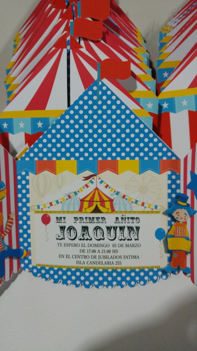 30 tarjetas invitaciones circo
